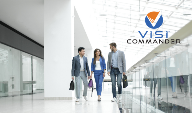 ITAR compliance visitor management software. Photo of cleared personnel in a lobby.